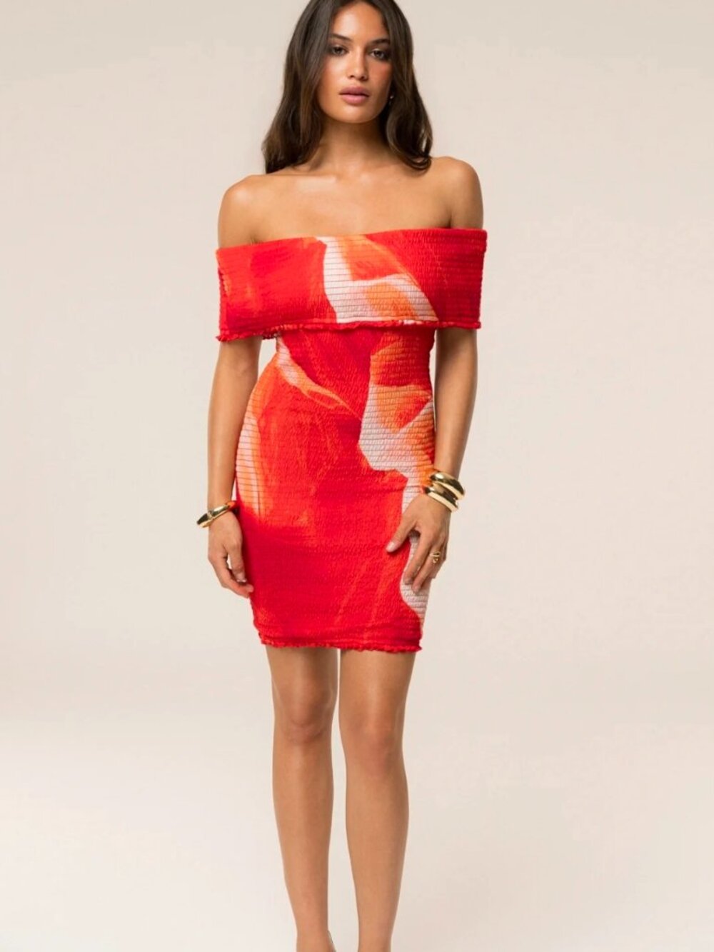 Sunset Red Garden Bliss Mini Dress (L)